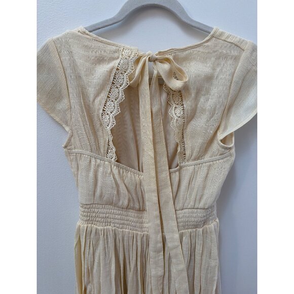 Joyfolie Girls Cream Lace-Back Cap Sleeve Maxi Dress Size 14 Lightweight Cotton - Picture 2 of 5